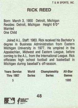1988 T&M Sports Umpires #48 Rick Reed Back