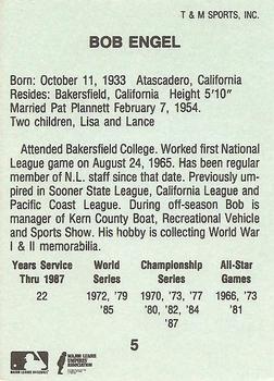 1988 T&M Sports Umpires #5 Bob Engel Back