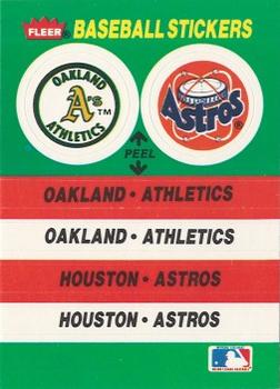 1988 Fleer - Team Stickers #NNO Oakland Athletics / Houston Astros Front