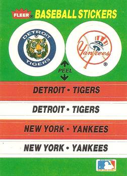 1988 Fleer - Team Stickers #NNO Detroit Tigers / New York Yankees Front