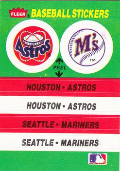 1988 Fleer - Team Stickers #NNO Houston Astros / Seattle Mariners Front