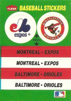 1988 Fleer - Team Stickers #NNO Montreal Expos / Baltimore Orioles Front