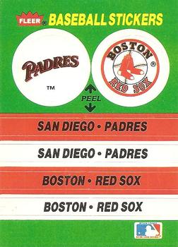 1988 Fleer - Team Stickers #NNO San Diego Padres / Boston Red Sox Front