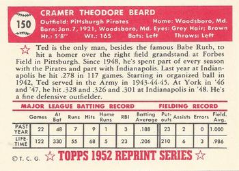 1983 Topps 1952 Reprint Series #150 Ted Beard Back