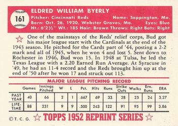 1983 Topps 1952 Reprint Series #161 Bud Byerly Back