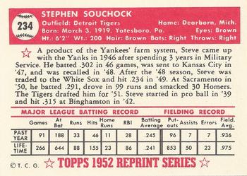 1983 Topps 1952 Reprint Series #234 Steve Souchock Back