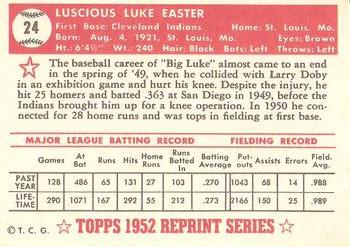 1983 Topps 1952 Reprint Series #24 Luke Easter Back