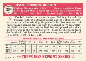 1983 Topps 1952 Reprint Series #254 Joe Dobson Back