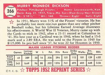 1983 Topps 1952 Reprint Series #266 Murry Dickson Back