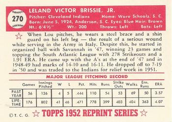1983 Topps 1952 Reprint Series #270 Lou Brissie Back