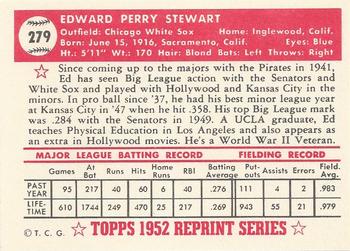 1983 Topps 1952 Reprint Series #279 Ed Stewart Back