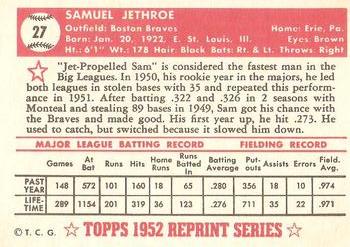 1983 Topps 1952 Reprint Series #27 Sam Jethroe Back