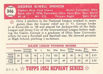 1983 Topps 1952 Reprint Series #346 George Spencer Back
