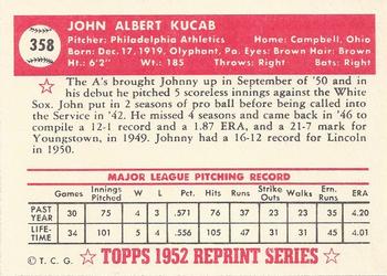1983 Topps 1952 Reprint Series #358 John Kucab Back