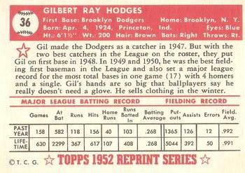 1983 Topps 1952 Reprint Series #36 Gil Hodges Back