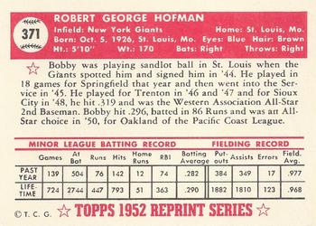 1983 Topps 1952 Reprint Series #371 Bob Hofman Back