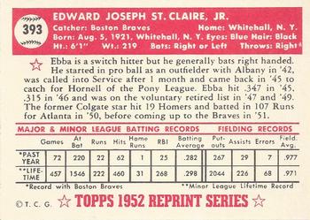 1983 Topps 1952 Reprint Series #393 Ebba St. Claire Back