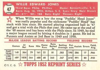 1983 Topps 1952 Reprint Series #47 Willie Jones Back