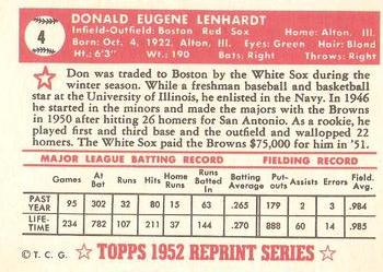 1983 Topps 1952 Reprint Series #4 Don Lenhardt Back