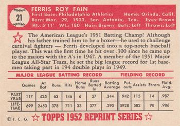 1983 Topps 1952 Reprint Series #21 Ferris Fain Back