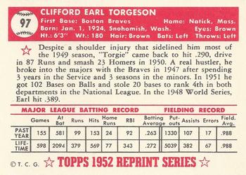 1983 Topps 1952 Reprint Series #97 Earl Torgeson Back