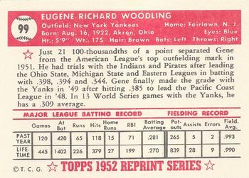 1983 Topps 1952 Reprint Series #99 Gene Woodling Back