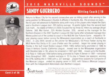 2010 MultiAd Nashville Sounds #3 Sandy Guerrero Back