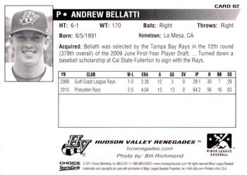 2011 Choice Hudson Valley Renegades #02 Andrew Bellatti Back