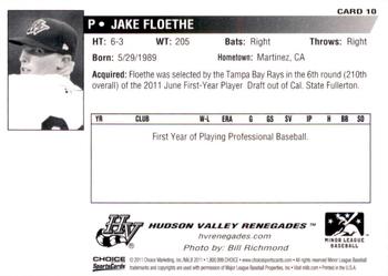 2011 Choice Hudson Valley Renegades #10 Jake Floethe Back