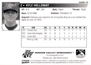 2011 Choice Hudson Valley Renegades #12 Kyle Holloway Back