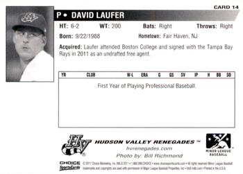 2011 Choice Hudson Valley Renegades #14 David Laufer Back