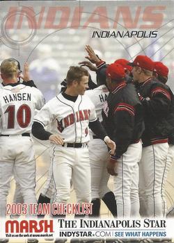 2003 Choice Indianapolis Indians #1 2003 Team Checklist Front