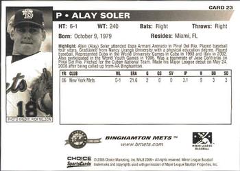 2006 Choice Binghamton Mets #23 Alay Soler Back
