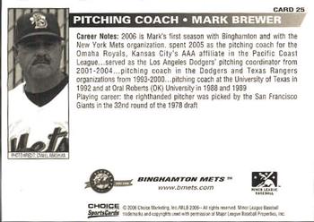 2006 Choice Binghamton Mets #25 Mark Brewer Back