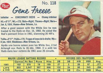 1962 Post Cereal Canadian #118 Gene Freese Front