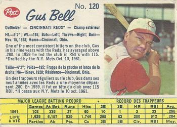 1962 Post Cereal Canadian #120 Gus Bell Front