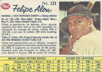 1962 Post Cereal Canadian #133 Felipe Alou Front