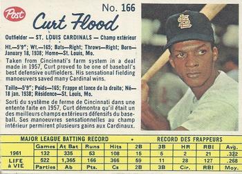 1962 Post Cereal Canadian #166 Curt Flood Front