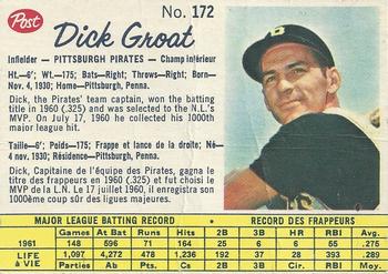 1962 Post Cereal Canadian #172 Dick Groat Front