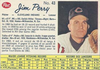 1962 Post Cereal Canadian #43 Jim Perry Front