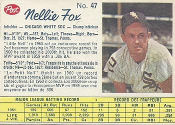1962 Post Cereal Canadian #47 Nellie Fox Front