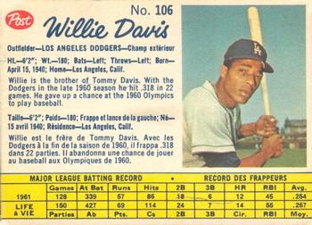 1962 Post Cereal Canadian #106 Willie Davis Front