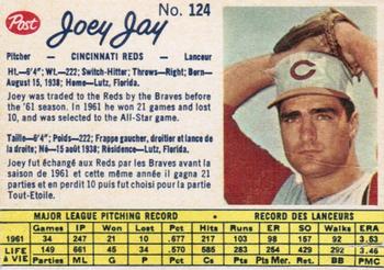 1962 Post Cereal Canadian #124 Joey Jay Front
