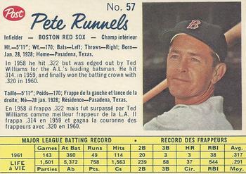 1962 Post Cereal Canadian #57 Pete Runnels Front