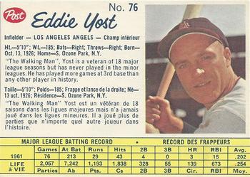 1962 Post Cereal Canadian #76 Eddie Yost Front