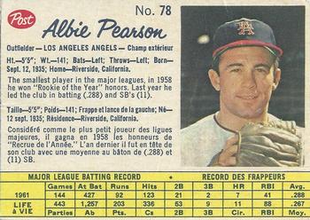 1962 Post Cereal Canadian #78 Albie Pearson Front