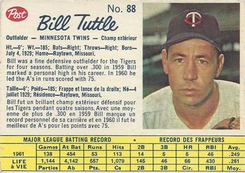 1962 Post Cereal Canadian #88 Bill Tuttle Front