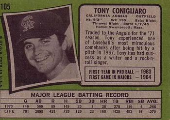 1971 Topps #105 Tony Conigliaro Back