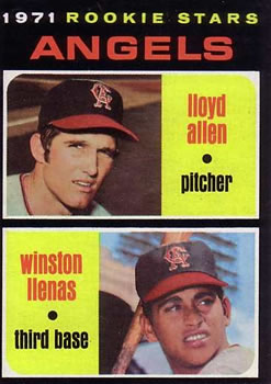 1971 Topps #152 Angels 1971 Rookie Stars (Lloyd Allen / Winston Llenas) Front