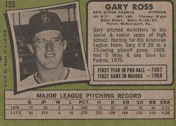 1971 Topps #153 Gary Ross Back